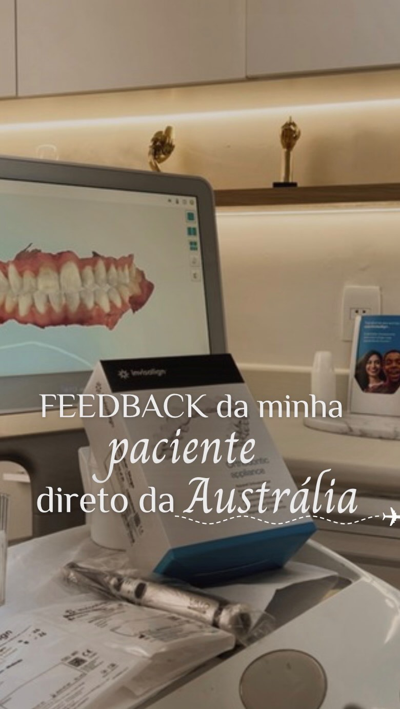 Escaneamento digital do sorriso na tela do consultório